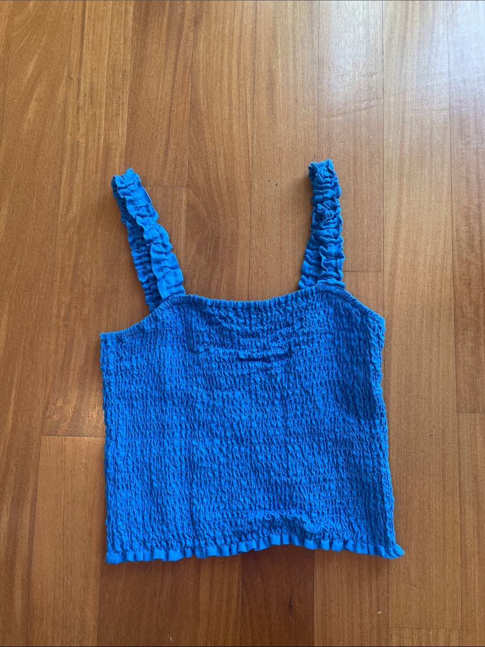 Rachel Zoe Cobalt Blue Smocked Ruffle Strap Camisole